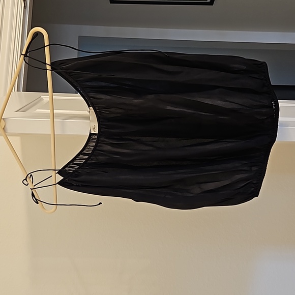 NWT Tory Burch Black Cotton Silk Bubble Hem Tank w/ Adjustable Straps - Picture 5 of 8